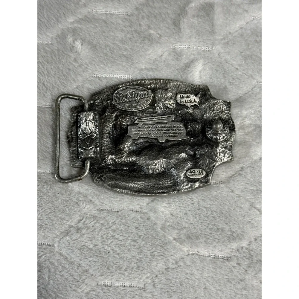 Siskiyou Firefighter Belt Buckle Vintage Fine Pewter Made in USA AG-13 Silver